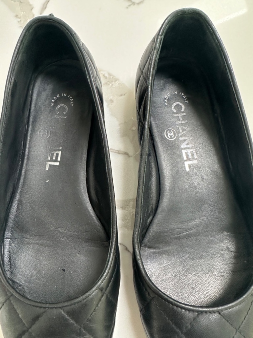 Chanel Vintage CC Cap Toe Calfskin Black Quilted Flats Sz 36 - Picture 6 of 7